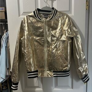 Gold Metallic Bomber Jacket